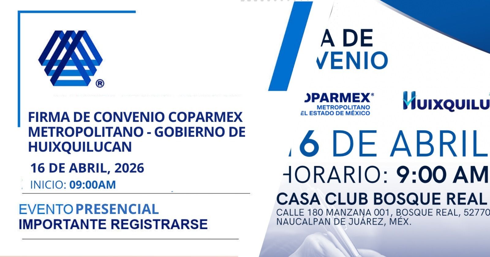 Firma de Convenio Coparmex Metropolitano-Gobierno de Huixquilucan